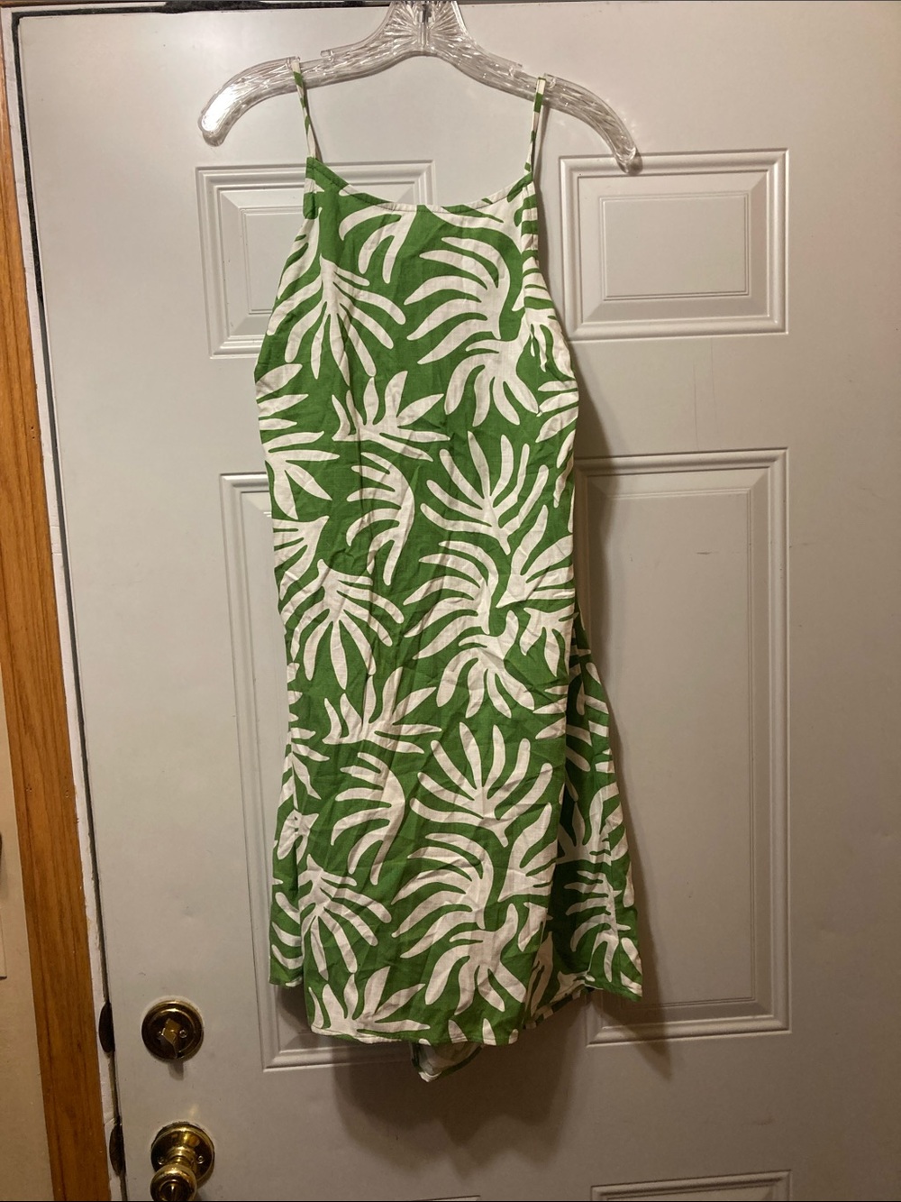 Green Leaf-Print Spaghetti Strap Dress - Casual Summer Dress XL NWT